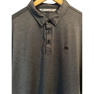 Travis Mathew Polo Shirt Mens XL Gray Black‎ Houndstooth Golf Casual
